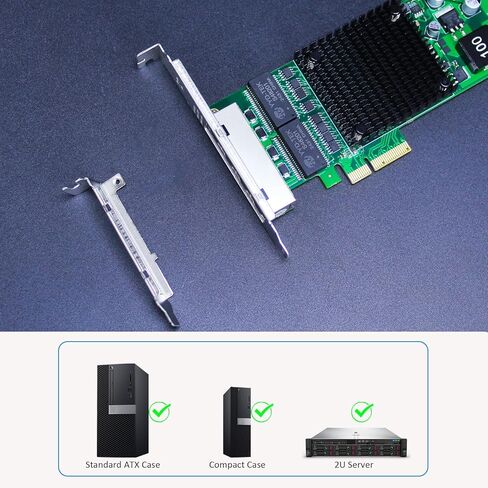 GLOTRENDS ST7456 4-Port Gigabit PoE+ Network Card with Surge-Proof Design for Outdoor Installation, Ethernet RJ45 LAN Port, PCIE 2.0 X4 Interface, Regular & Low Profile Bracket in Saudi Arabia