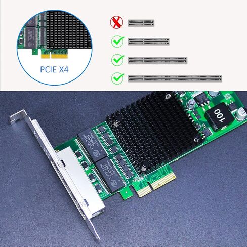 GLOTRENDS ST7456 4-Port Gigabit PoE+ Network Card with Surge-Proof Design for Outdoor Installation, Ethernet RJ45 LAN Port, PCIE 2.0 X4 Interface, Regular & Low Profile Bracket in Saudi Arabia