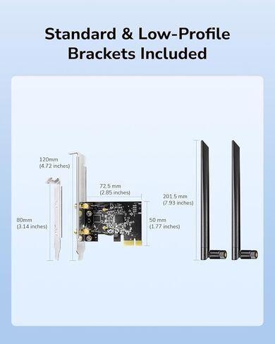 Cudy AC1300 محول واي فاي PCIe ثنائي النطاق للكمبيوتر الشخصي، 1300 ميجابت في الثانية واي فاي 5 سرعات، 5 جيجا هرتز/2.4 جيجا هرتز، 2 هوائيات قابلة للفصل، متوافق مع نظام التشغيل Windows 11/10، يتضمن أقواس قياسية ومنخفضة المستوى، WE1300 in Saudi Arabia