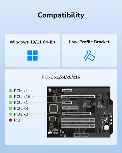 Cudy AC1300 محول واي فاي PCIe ثنائي النطاق للكمبيوتر الشخصي، 1300 ميجابت في الثانية واي فاي 5 سرعات، 5 جيجا هرتز/2.4 جيجا هرتز، 2 هوائيات قابلة للفصل، متوافق مع نظام التشغيل Windows 11/10، يتضمن أقواس قياسية ومنخفضة المستوى، WE1300 in Saudi Arabia