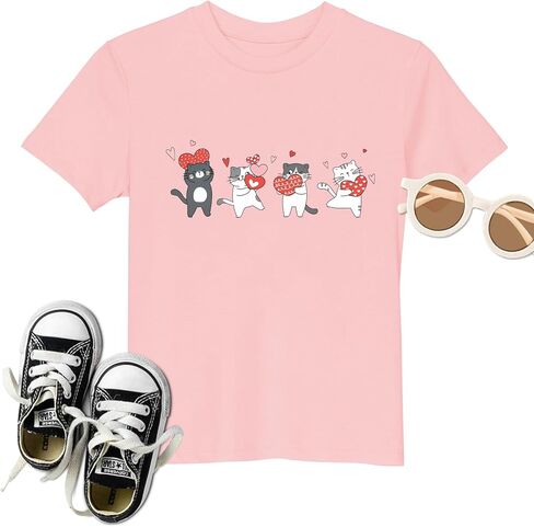 Toddler Valentines Day Shirt for Boys Girls- Cute Love Heart Valentine Tshirt Cute Cat Kids Shirts Birthday Party Shirt in Saudi Arabia