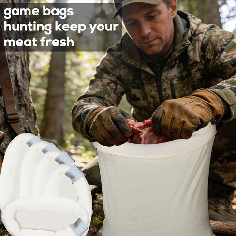 أكياس ألعاب إلك للصيد، 5 أكياس ربع متينة للحوم - 4 عبوات 12 بوصة × 48 بوصة وحزمة 12 بوصة × 28 بوصة، أكياس اللحوم لصيد الأيائل والوعل والغزلان والفرائس الأخرى، قابلة للتنفس وقابلة لإعادة الاستخدام in Kuwait