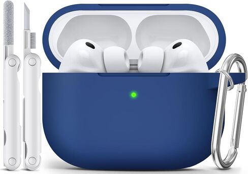 حافظة AirPods Pro 3 2025 تأتي مع مجموعة أدوات تنظيف، غطاء حماية من السيليكون الناعم لحافظات Apple AirPods Pro الجيل الثالث مع سلسلة مفاتيح، حافظة AirPod Pro 3 للنساء والرجال - أزرق منتصف الليل in Kuwait