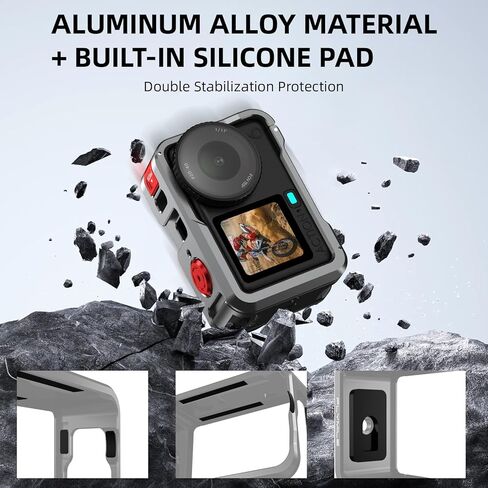 BRDRC Action 6 Camera Cage + Screen Protector Accessories Kit, Aluminum Alloy Protective Frame Cage with Silicone Lens Cap Tempered Glass Lens Film for DJI Osmo Action 6 Protective Bundle in Saudi Arabia
