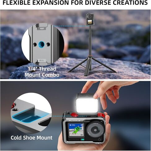 BRDRC Action 6 Camera Cage + Screen Protector Accessories Kit, Aluminum Alloy Protective Frame Cage with Silicone Lens Cap Tempered Glass Lens Film for DJI Osmo Action 6 Protective Bundle in Saudi Arabia