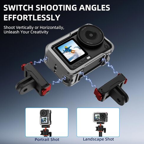 BRDRC Action 6 Camera Cage + Screen Protector Accessories Kit, Aluminum Alloy Protective Frame Cage with Silicone Lens Cap Tempered Glass Lens Film for DJI Osmo Action 6 Protective Bundle in Saudi Arabia