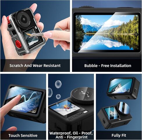BRDRC Action 6 Camera Cage + Screen Protector Accessories Kit, Aluminum Alloy Protective Frame Cage with Silicone Lens Cap Tempered Glass Lens Film for DJI Osmo Action 6 Protective Bundle in Saudi Arabia