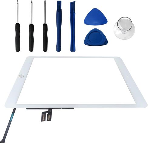 New 10.2 Inch Replacement for Digitizer Glass Touch Screen, Compatible for iPad 7/8-7th Gen 2019, with Adhesive, Camera Frame, Home Button + Home Button Flex- White in Saudi Arabia
