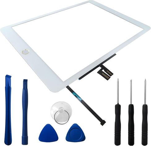 استبدال شاشة لمس زجاجية جديدة مقاس 10.2 بوصة لجهاز iPad 7/8-7th Gen 2019 مع زر الصفحة الرئيسية والأدوات والمواد اللاصقة - أبيض in Kuwait
