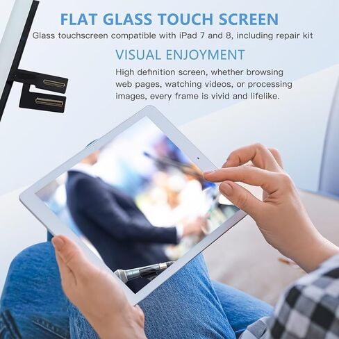 استبدال شاشة لمس زجاجية جديدة مقاس 10.2 بوصة لجهاز iPad 7/8-7th Gen 2019 مع زر الصفحة الرئيسية والأدوات والمواد اللاصقة - أبيض in Kuwait