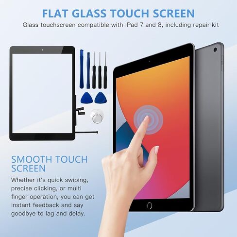 Loner Tablet Touch Screen Repair Kit Fit for iPad 7th Gen 2019 Fit for ipad 8th 10.2inch Digitizer Glass Touch Screen Replacement + Home Button(Black) in Saudi Arabia