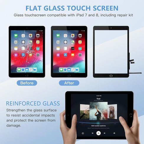 Loner Tablet Touch Screen Repair Kit Fit for iPad 7th Gen 2019 Fit for ipad 8th 10.2inch Digitizer Glass Touch Screen Replacement + Home Button(Black) in Saudi Arabia