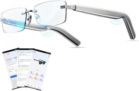 نظارات بلوتوث ذكية AI للرجال والنساء مع دردشة GPT، نظارات ترجمة مع 115 لغة وعدسة حجب الضوء الأزرق بدون إطار، مكالمات بدون استخدام اليدين، حماية داخلية لموسيقى Iphone Android in Kuwait