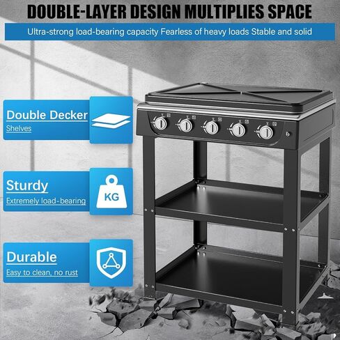 Propane Gas Stove,5 Burner Propane Burner,Auto Ignition Camping Stove with Support Leg Stand and Wind Blocking Cover Adapter, Portable Gas Stove for RV, Outdoor Cooking, Apartment in Kuwait