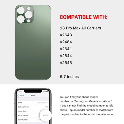 Back Screen Glass Cover Replacement Compatible with iPhone 13 Pro Max 6.7-Inches All Carriers (Alpine Green) in Saudi Arabia