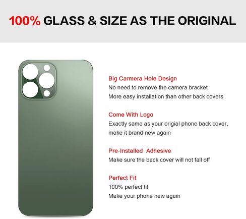 Back Screen Glass Cover Replacement Compatible with iPhone 13 Pro Max 6.7-Inches All Carriers (Alpine Green) in Saudi Arabia
