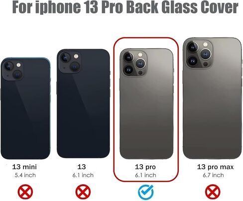 13 Pro Back Glass Replacement for iPhone 13 Pro Rear Back Glass Panel Replacement with Pre-Installed Adhesive + Repairing Toolkit (Black) in Saudi Arabia