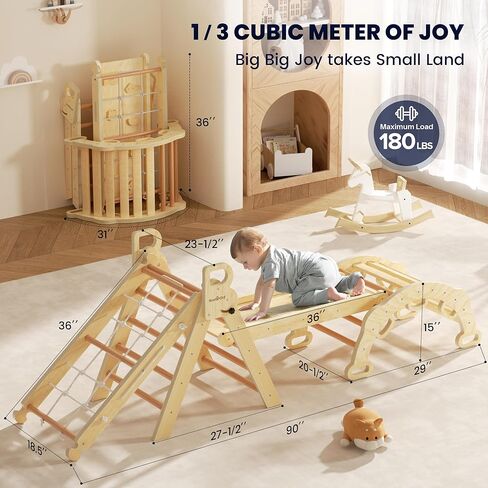 BlueWood 2025 8-in-1 Pikler Triangle Climbing Set Toddler Toys Indoor Baby Jungle Gym Climber Playground for Kids - Mauve Pink in Saudi Arabia