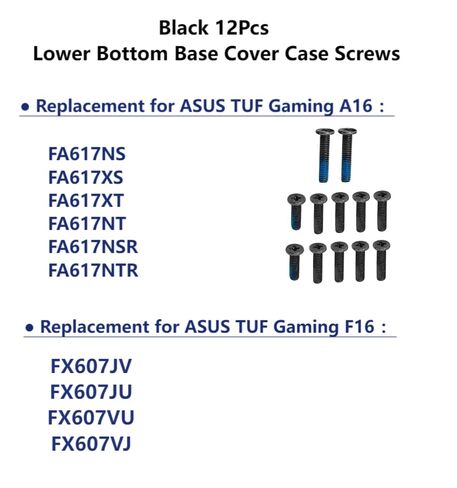 ZAHARA أسود 12 قطعة غطاء قاعدة سفلي بديل لبراغي ASUS TUF Gaming A16 FA617NS FA617XS FA617XT FA617NT FA617NSR FA617NTR / TUF Gaming F16 FX607JV FX607JU FX607VU FX607VJ in Saudi Arabia