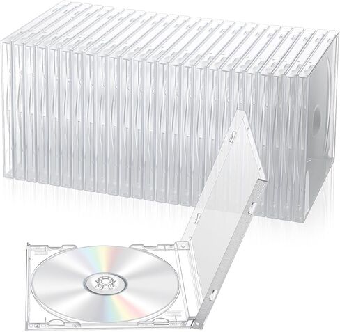 25 PCS CD Jewel Cases 10.4 mm Clear Empty CD Cases Acrylic Blank CDs Jewel Storage Case with Assembled Tray for Home, Office, School CDs DVDs Protection and Replacemen in Saudi Arabia