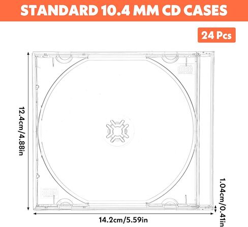 25 PCS CD Jewel Cases 10.4 mm Clear Empty CD Cases Acrylic Blank CDs Jewel Storage Case with Assembled Tray for Home, Office, School CDs DVDs Protection and Replacemen in Saudi Arabia