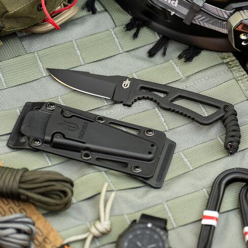 سكين Gerber Gear Ghostrike ذو الشفرة الثابتة 3.3 بوصة - 420HC من الفولاذ المقاوم للصدأ مع طلاء سيراميك أسود، قبضة ذات نسيج ماسي، EDC، غمد معياري، صنع في الولايات المتحدة الأمريكية in Saudi Arabia