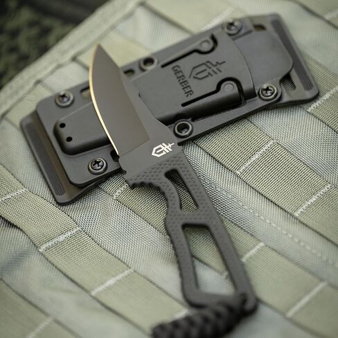 سكين Gerber Gear Ghostrike ذو الشفرة الثابتة 3.3 بوصة - 420HC من الفولاذ المقاوم للصدأ مع طلاء سيراميك أسود، قبضة ذات نسيج ماسي، EDC، غمد معياري، صنع في الولايات المتحدة الأمريكية in Saudi Arabia