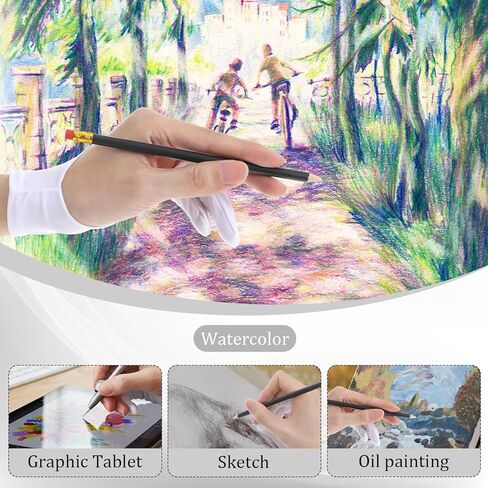 4 قطع قفاز فنان للرسم اللوحي، قفاز رسم اليد اليمنى، 2 أصابع، قفازات نايلون سباندكس للأقراص اللوحية، قفازات فنان لتابلت الرسم، مناسبة لأقراص الرسومات، رسم الورق، أبيض in Kuwait