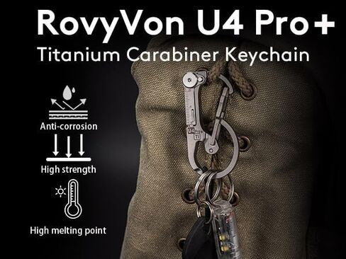 (Upgraded) RovyVon U4 Pro+ Plus Titanium Carabiner Clip, Small EDC Carabiner Keychain Multitool Hidden Folding Knife and Dual-Bit Screwdriver Set, Utility EDC Gadgets for Men Women Outdoor Daily Carry in Saudi Arabia