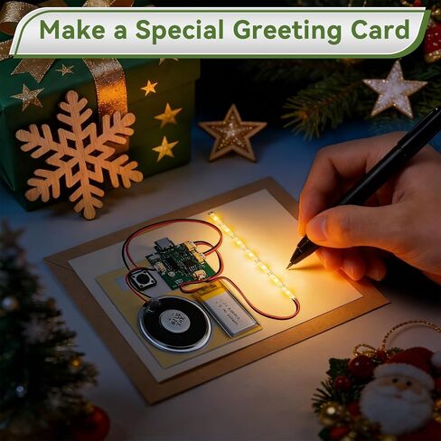 1PCS Customize Recording Module with LED Strip DIY Music Voice Recording Module Chip with Speaker,Type-C Cable,Capability16 Minutes Music for Personalized Greetings, Holiday Crafts Cards with Manual in Saudi Arabia