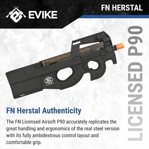 Evike Airsoft - علبة تروس معدنية كاملة الحجم مرخصة من FN Herstal AEG Airsoft P90 (اللون: أسود/بندقية فقط) (PID: 39653) in Saudi Arabia