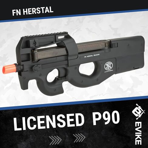 Evike Airsoft - علبة تروس معدنية كاملة الحجم مرخصة من FN Herstal AEG Airsoft P90 (اللون: أسود/بندقية فقط) (PID: 39653) in Saudi Arabia
