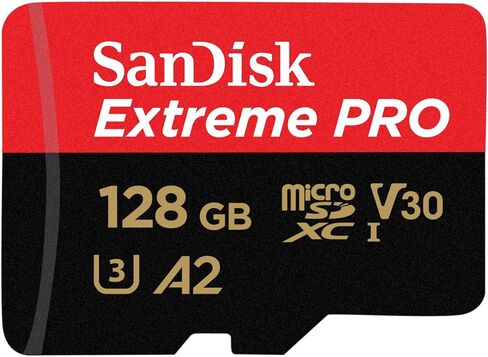microSDXC 128GB SanDisk Extreme PRO UHS-1 U3 V30 4K Ultra HD Compatible with SD Adapter Included in Saudi Arabia
