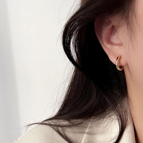 Clip On Hoop Earrings for Women – Non Pierced Gold Hoops Fake Earrings Clip On for Unpierced Ears 10–20MM in Saudi Arabia