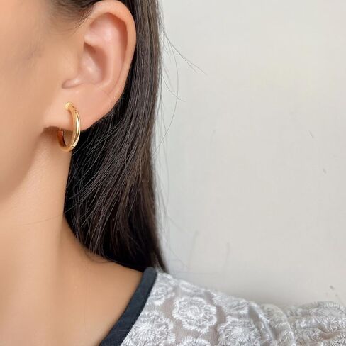 Clip On Hoop Earrings for Women – Non Pierced Gold Hoops Fake Earrings Clip On for Unpierced Ears 10–20MM in Saudi Arabia