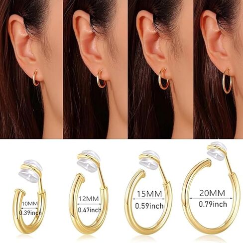 Clip On Hoop Earrings for Women – Non Pierced Gold Hoops Fake Earrings Clip On for Unpierced Ears 10–20MM in Saudi Arabia