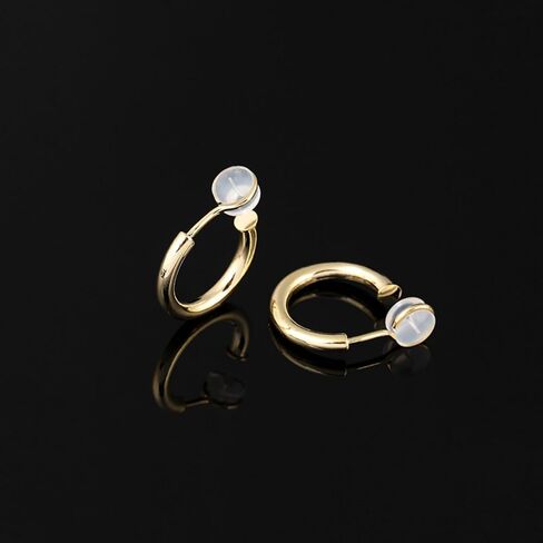 Clip On Hoop Earrings for Women – Non Pierced Gold Hoops Fake Earrings Clip On for Unpierced Ears 10–20MM in Saudi Arabia