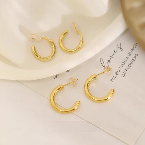 Clip On Hoop Earrings for Women – Non Pierced Gold Hoops Fake Earrings Clip On for Unpierced Ears 10–20MM in Saudi Arabia