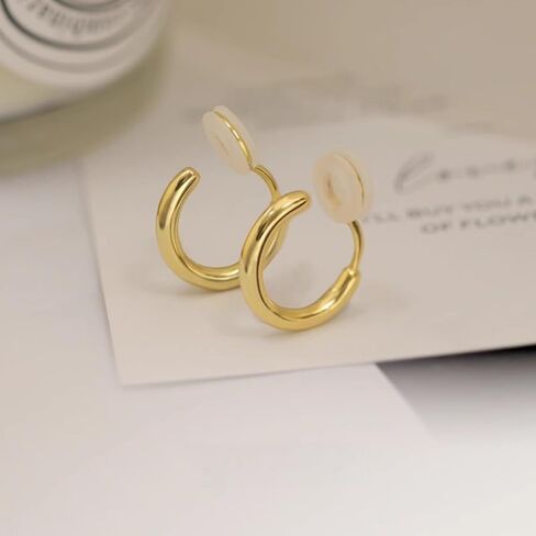 Clip On Hoop Earrings for Women – Non Pierced Gold Hoops Fake Earrings Clip On for Unpierced Ears 10–20MM in Saudi Arabia