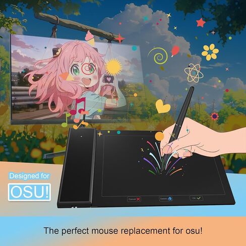 Drawing Tablet for Beginner Graphics OSU Tablet with Battery-Free Stylus 8192 Pressure Sensitive for Digital Art, Painting & Design, Compatible with Windows, Mac OS and Android in Saudi Arabia