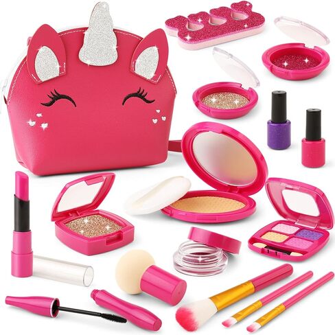 Pretend Play Makeup for Toddlers 3-5, Kids Purses for Little Girls Age 4-6, Toddler Girl Purse with Accessories for 3 4 5 6 Year Old, Fake Makeup Set for Kids Make Up Toy in Saudi Arabia