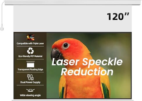 100" PureVision Motorized Projector Screen with Laser Speckle Reduction for Long Throw Projectors,Auto-Sync Movie Screen 4K/8K UHD Ready,20" Adjustable Drop and Black Backing for Enhanced Contrast in Saudi Arabia