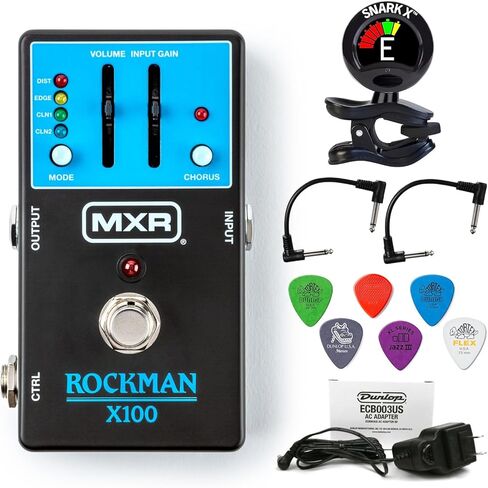 معالج النغمات التناظرية MXR Rockman MX100 - حزمة مع 2 كابل توصيل، 6 قطع Dunlop وموالف Snark-X in Saudi Arabia