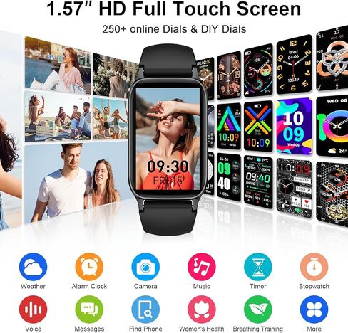 Smart Watch for Men Women(Answer/Make Call), 2025 Fitness Activity Tracker 1.57" Smartwatch with Heart Rate/Sleep Monitor/Pedometer/Calories/110+ Sports, IP68 Waterproof Fitness Watch for Android iOS in Saudi Arabia