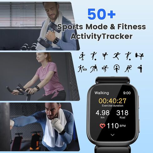 Blood Pressure Watch, 1.95'' Blood Pressure Monitor with Air Pump Cuff, Smart Watch with Blood Pressure Sleep Monitor Sports Tracking for Android iOS Supports Data Sharing, Reminder Monitoring in Kuwait
