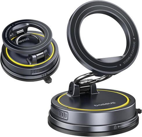 Baseus Vacuum 15W for Magsafe Car Mount Charger, 119LBS Suction Cup 720° Adjustable Magnetic Car Charger Phone Holder, Foldable Cell Phone Holder with Reusable Washable Gel for Car & for iPhone in Kuwait