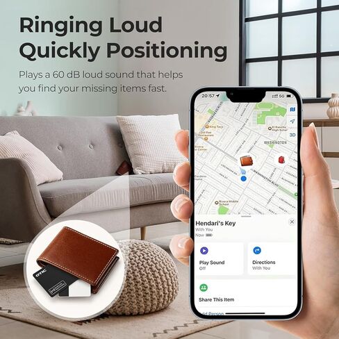 بطاقة تعقب المحفظة OTIC، مكتشف رفيع للغاية 1.7 مم قابل لإعادة الشحن، يعمل مع Apple Find My (iOS فقط)، محدد موقع العناصر لبطاقات الأمتعة، جوازات السفر، الهاتف، IP67 مقاوم للماء، (عبوتان) in Kuwait