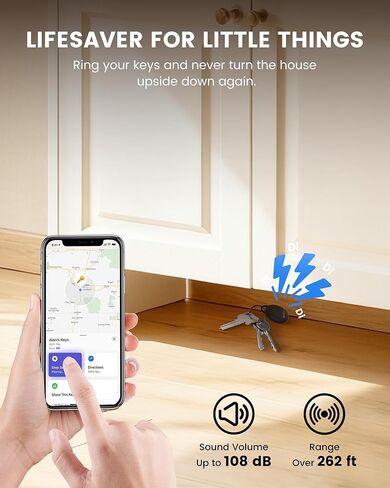 4-Pack Tracker Tags, Louder Sound Key Finder with an Extra Replacement Battery, Compatible with Apple Find My (iOS Only), Item Finder Air Tracker Smart Tag for Keys, Wallet, Suitcase, Luggage in Saudi Arabia