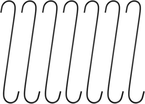 HARFINGTON 8pcs Long S Hooks 12 Inch Extra Long Metal S-Shaped Hanging Hooks High Manganese Steel S Hanger Storage Organizing Tool for Kitchen Garden Bathroom Garage Closet, Black in Saudi Arabia