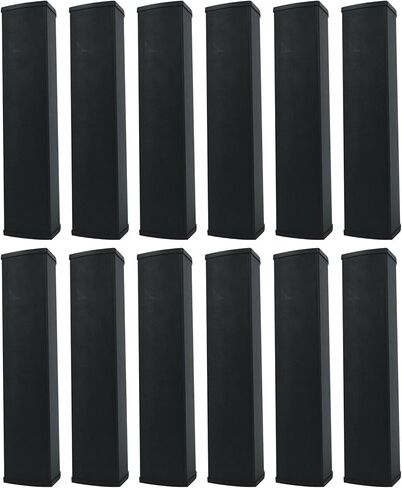 Rockville Wet Array 5 أسود 70 فولت 60 وات مكبر صوت عمود دوار تجاري مثبت على الحائط، تصميم مصفوفة خط ثنائي الاتجاه، IP55 مقاوم للماء، للاستخدام الداخلي/الخارجي للمطاعم والكنائس والقاعات (12 عنصر) in Kuwait